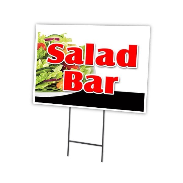 Salad Bar Yard Sign & Stake outdoor plastic coroplast window, C-1216-DS-Salad Bar